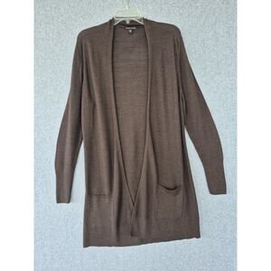 Eileen Fisher Womens Merino Wool Long Cardigan Sweater Size M Brown Open Front